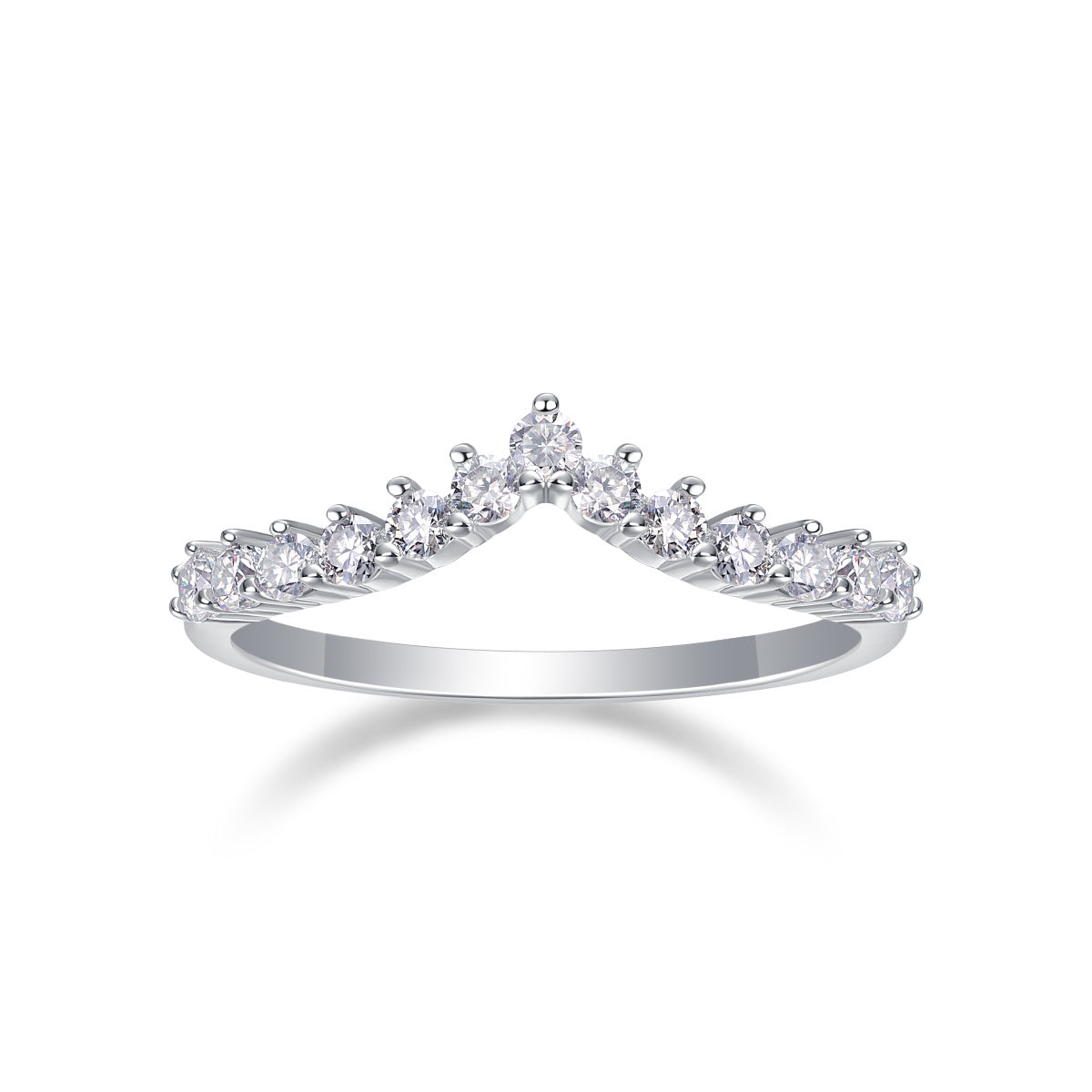 Crown Moissanite Silver Diamond Ring