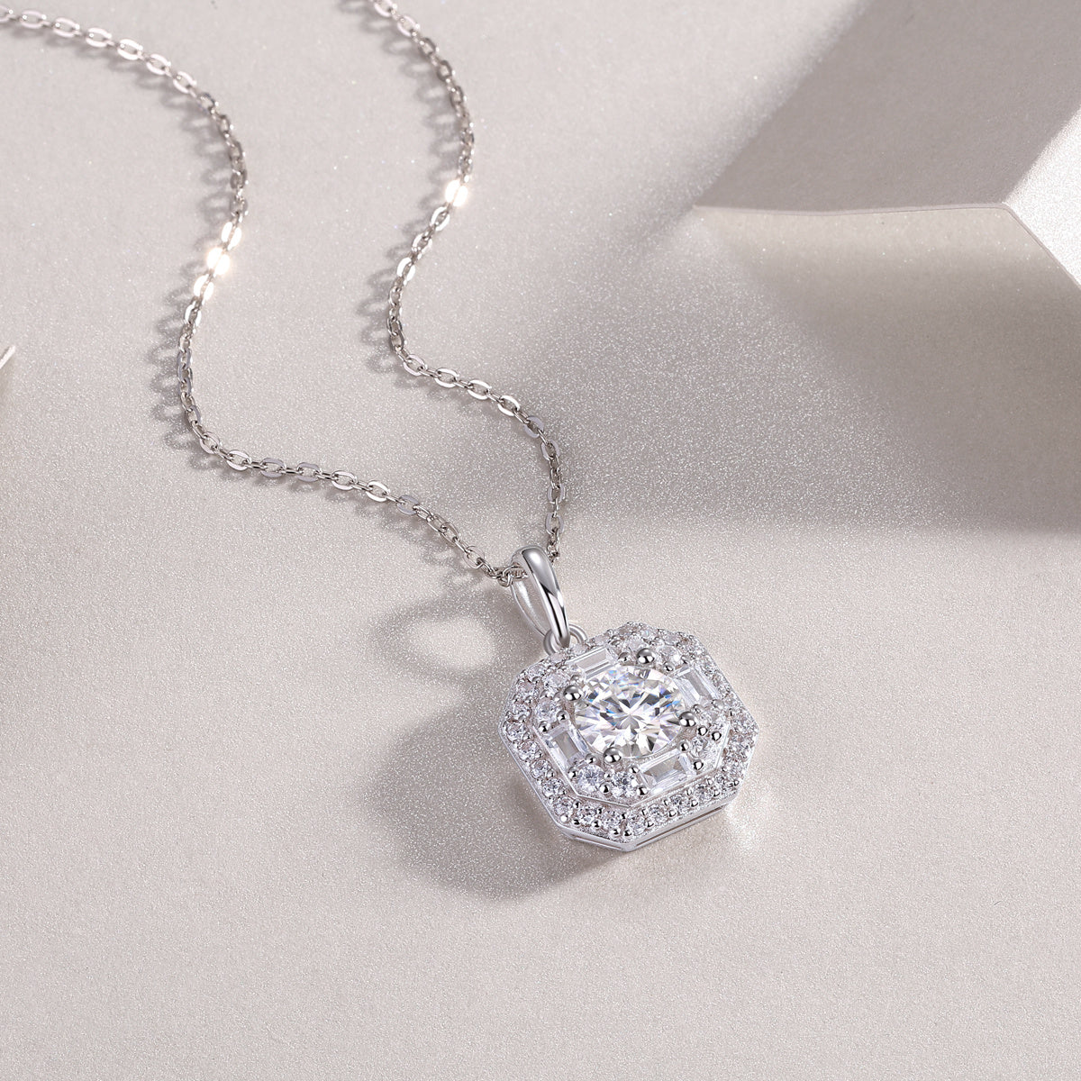 Small Square Moissanite Pendant Set