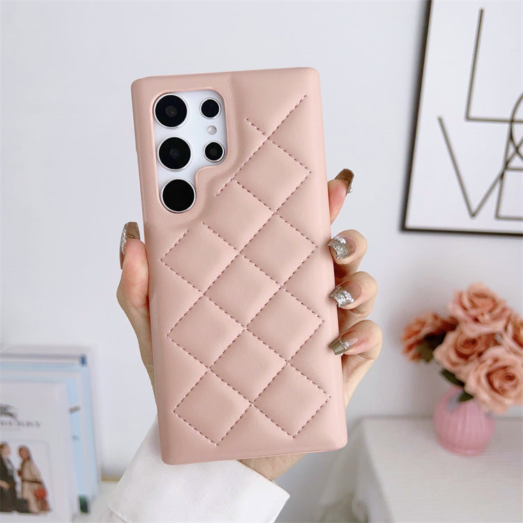 Diamond Plaid Leather Phone Case