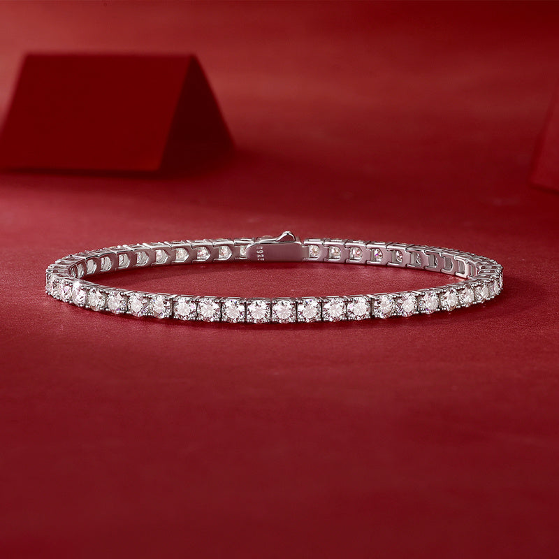 Unique Mosan Diamond Silver Bracelet