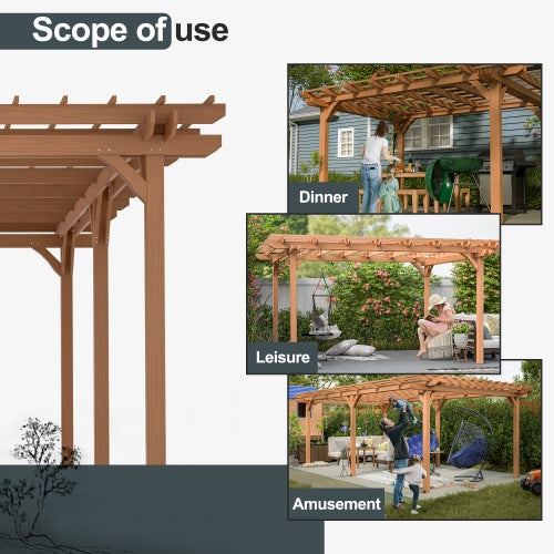 12x16 Outdoor Wooden Grape Pergola
