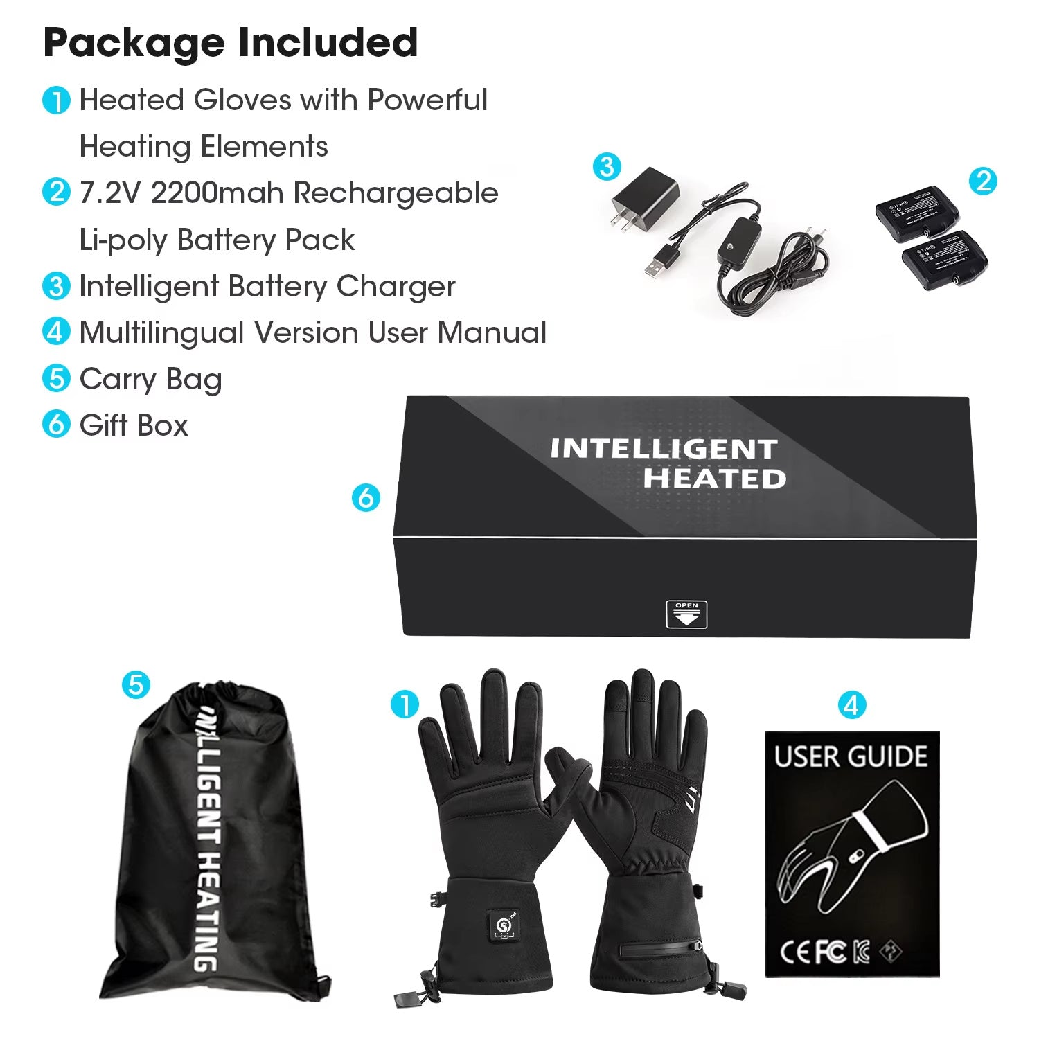 USB Heated Waterproof Touchscreen Gloves