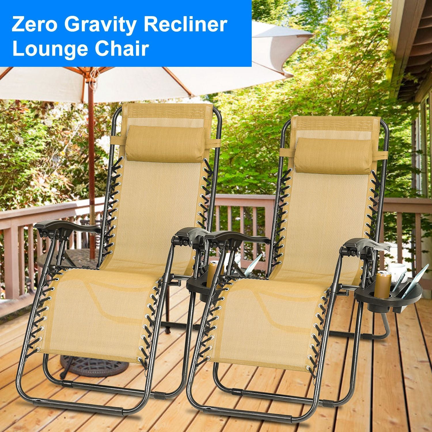 2-Pack Zero Gravity Lounge Chairs