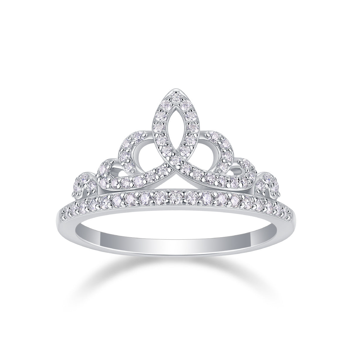 Crown Moissanite Silver Diamond Ring