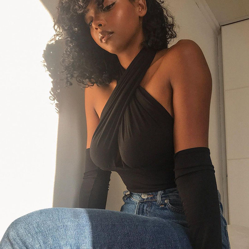 Débardeur dos nu à col licou pour femme