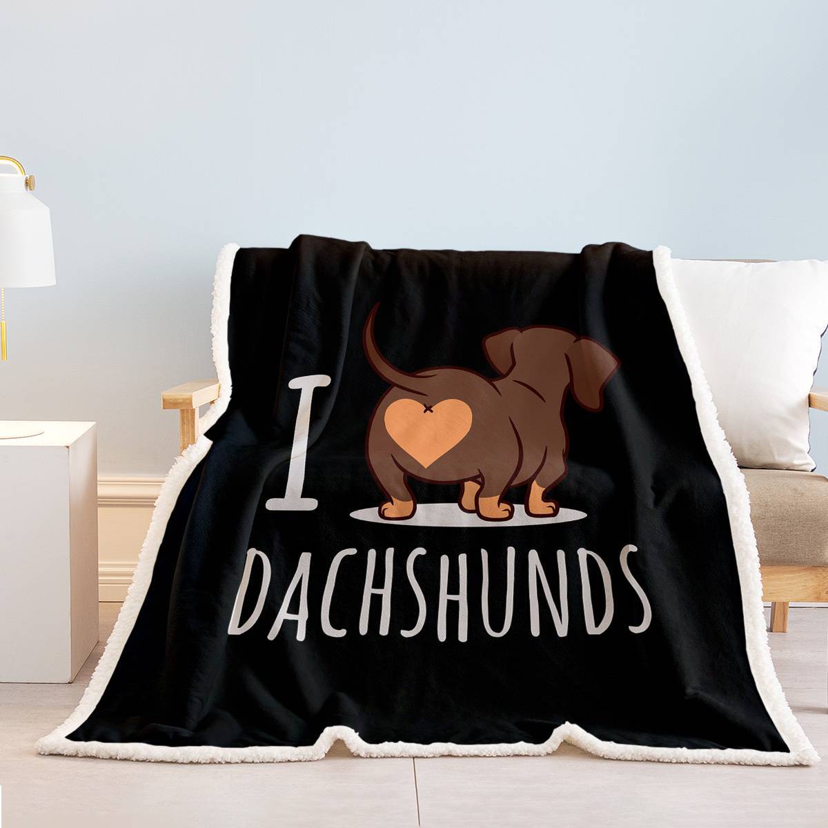3D Wiener Dog Reversible Fleece Blanket