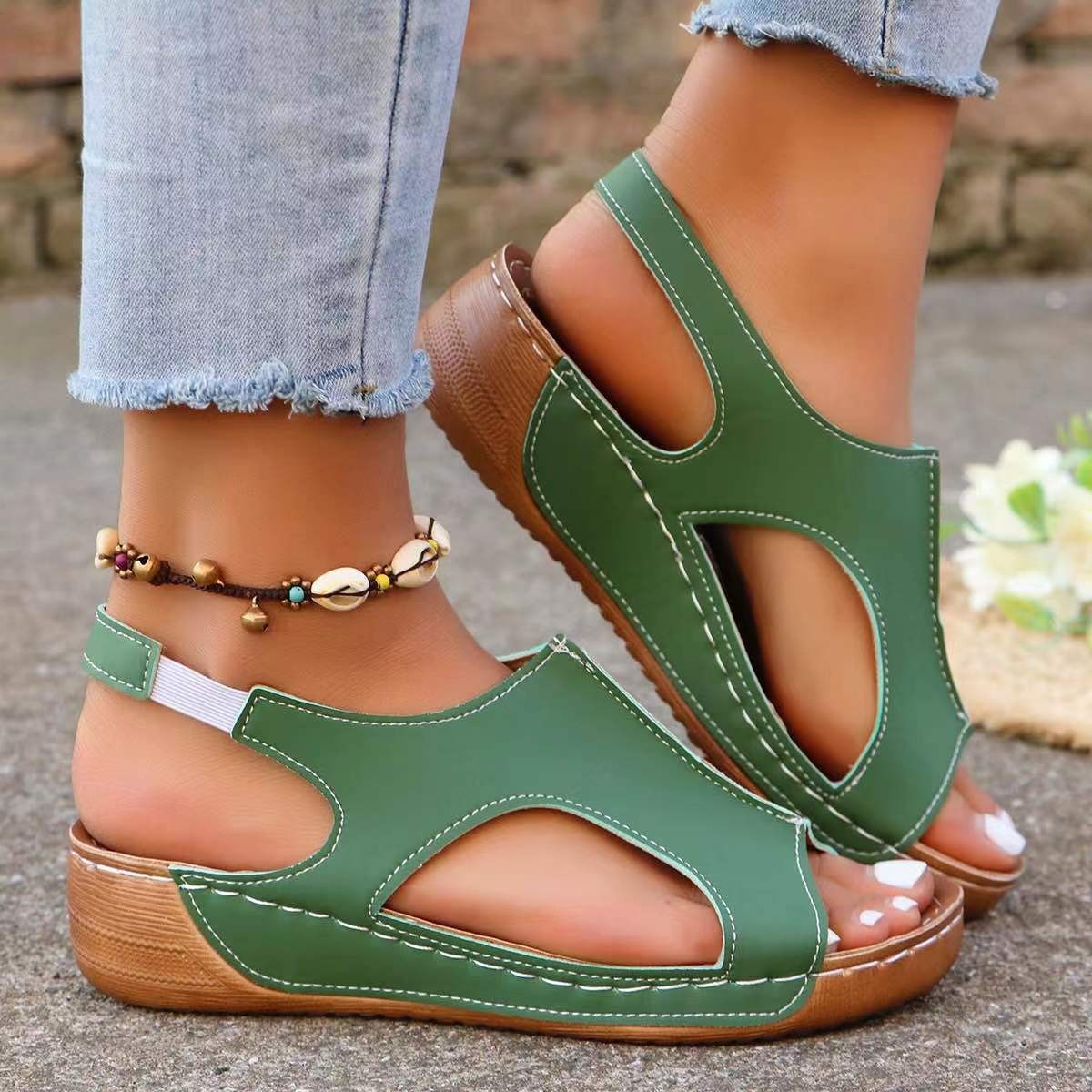 Elastic Band Summer Wedge Sandals