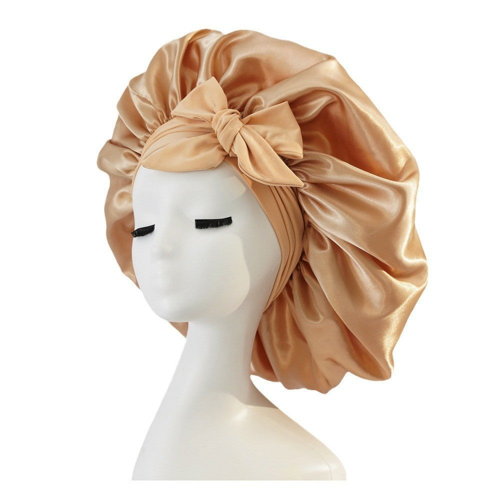 Bonnet en satin de soie pour cheveux bouclés