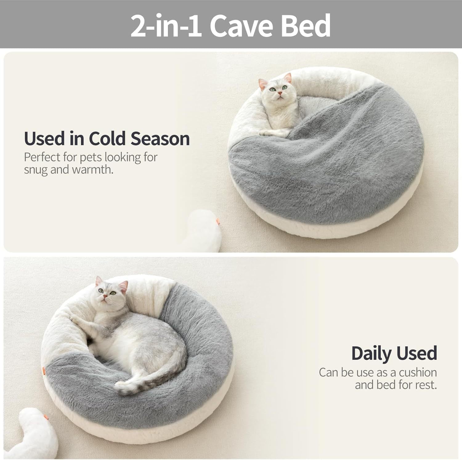 MEWOOFUN Enclosed Cat Bed Cave 22"x22"