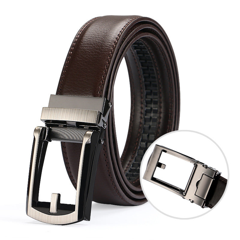 Ceinture habillée en cuir de vache à boucle automatique pour homme