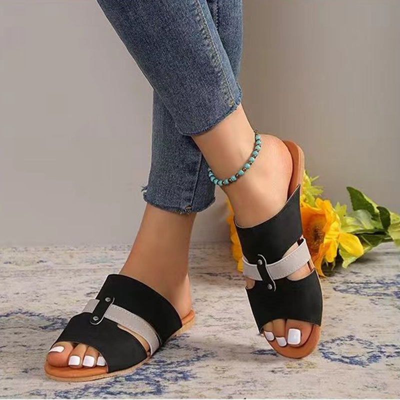 Belted Fish Mouth Flat Sandals Women