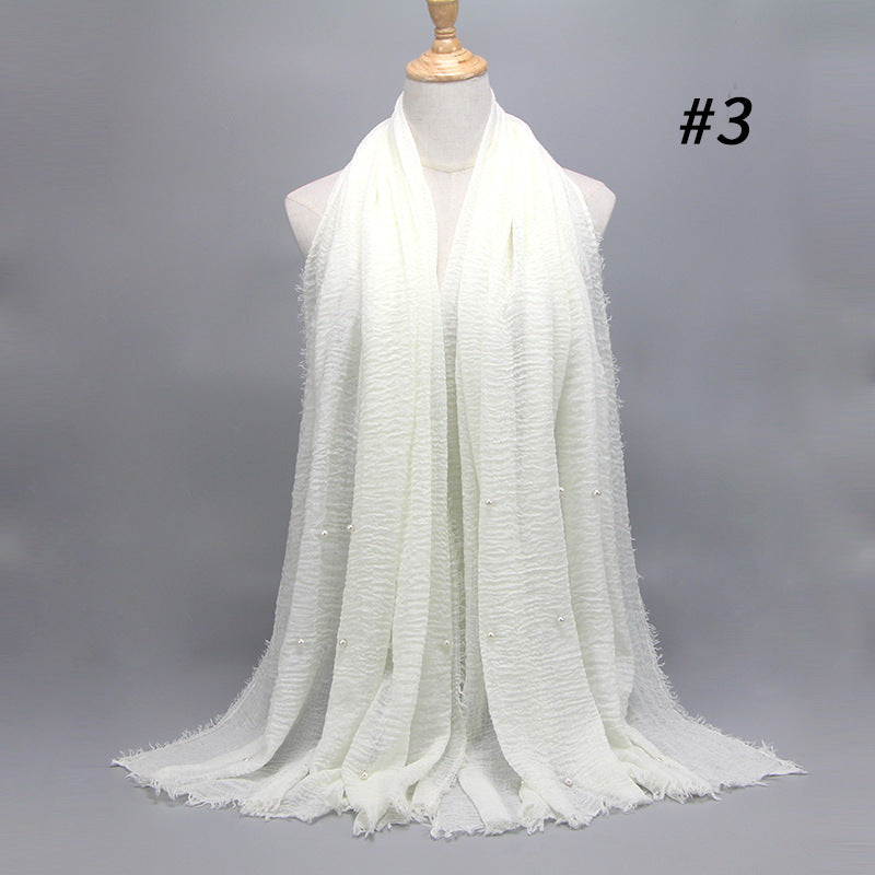 Écharpe monochrome froissée en coton et lin