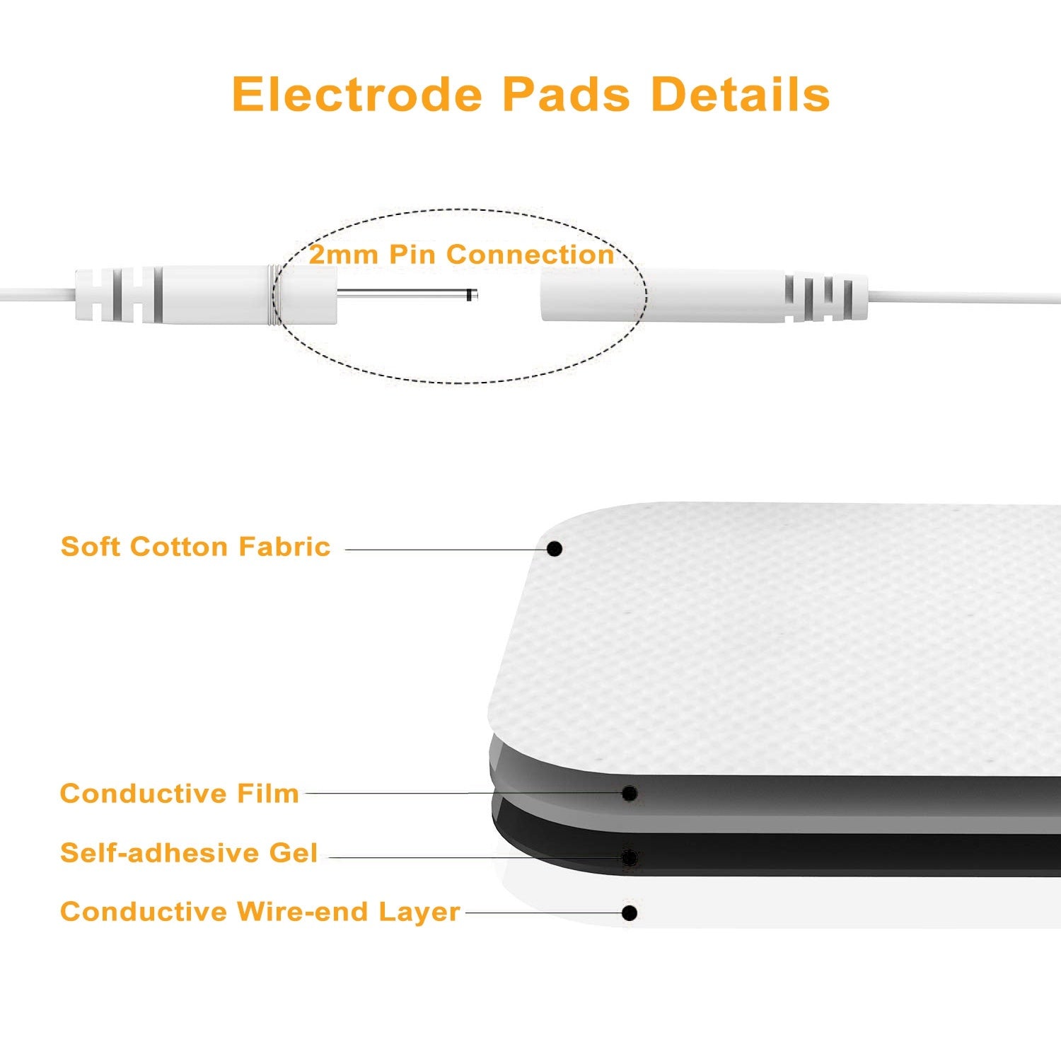 4Pcs TENS EMS Reusable Electrode Pads