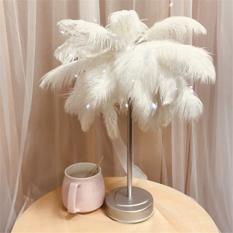 Remote Control Feather Table Lamp USB