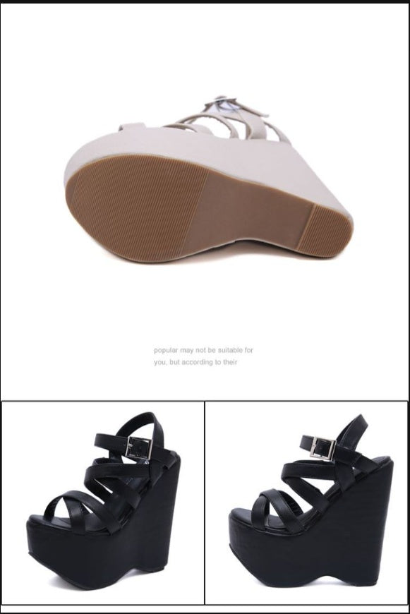 Gothic Punk Platform Wedge Gladiator Sandals