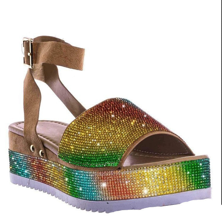 Women's Rhinestone Platform Summer Sandals