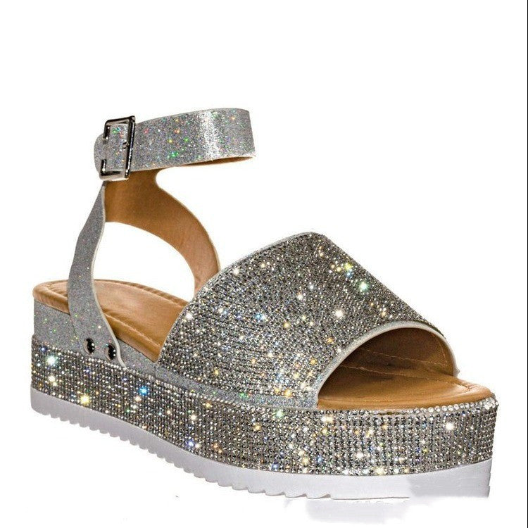 Women's Rhinestone Platform Summer Sandals
