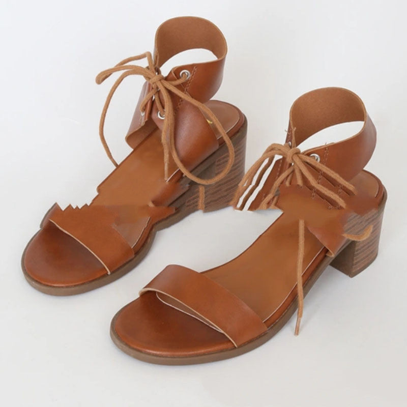 Thick Heel Peep Toe Sandals Women