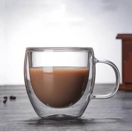 Heat-Resistant Glass Coffee Mug Pair