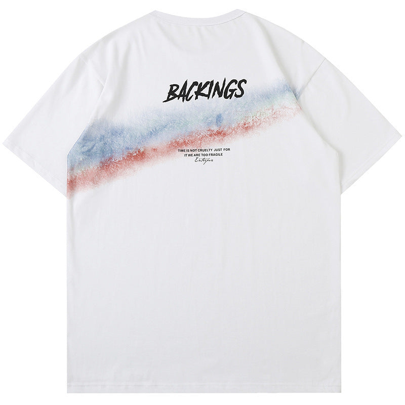 T-shirt en coton imprimé arc-en-ciel pour homme