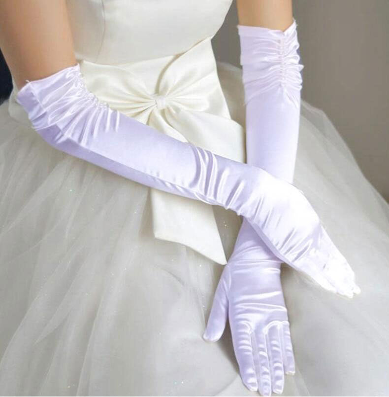 Gants de mariée en satin perlé