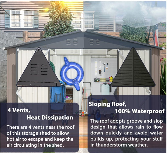 Steel Garden Shed with Lockable Doors