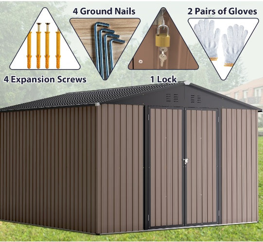 Steel Garden Shed with Lockable Doors