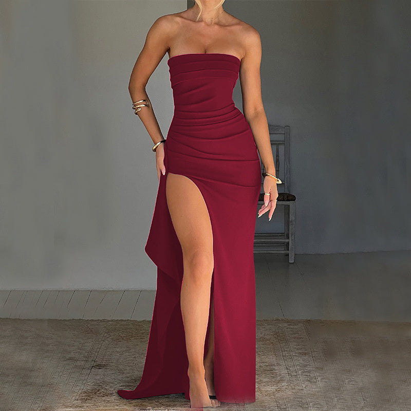 Strapless Pleated Bridesmaid Dress
