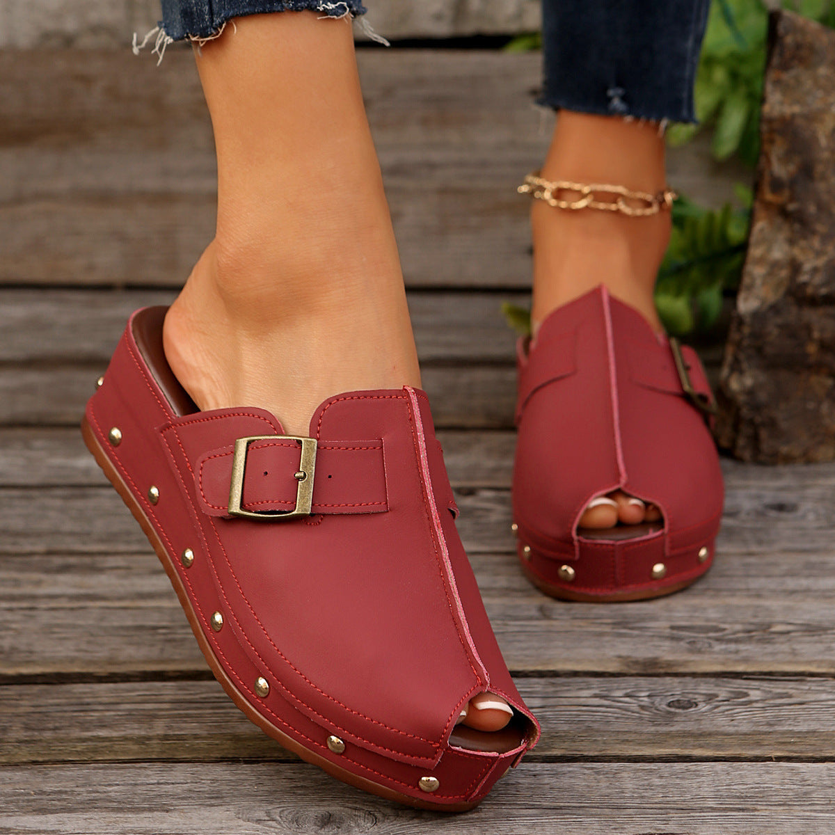Fish Mouth Wedge Sandals for Women