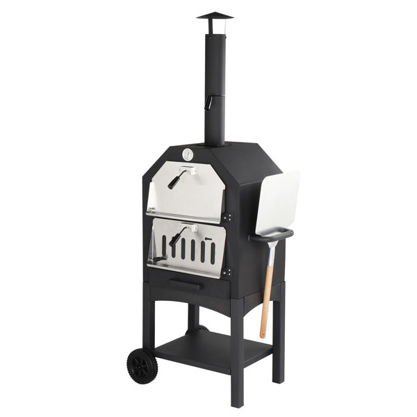 Freestanding Carbon Grill w/ Chimney & Pizza Stone