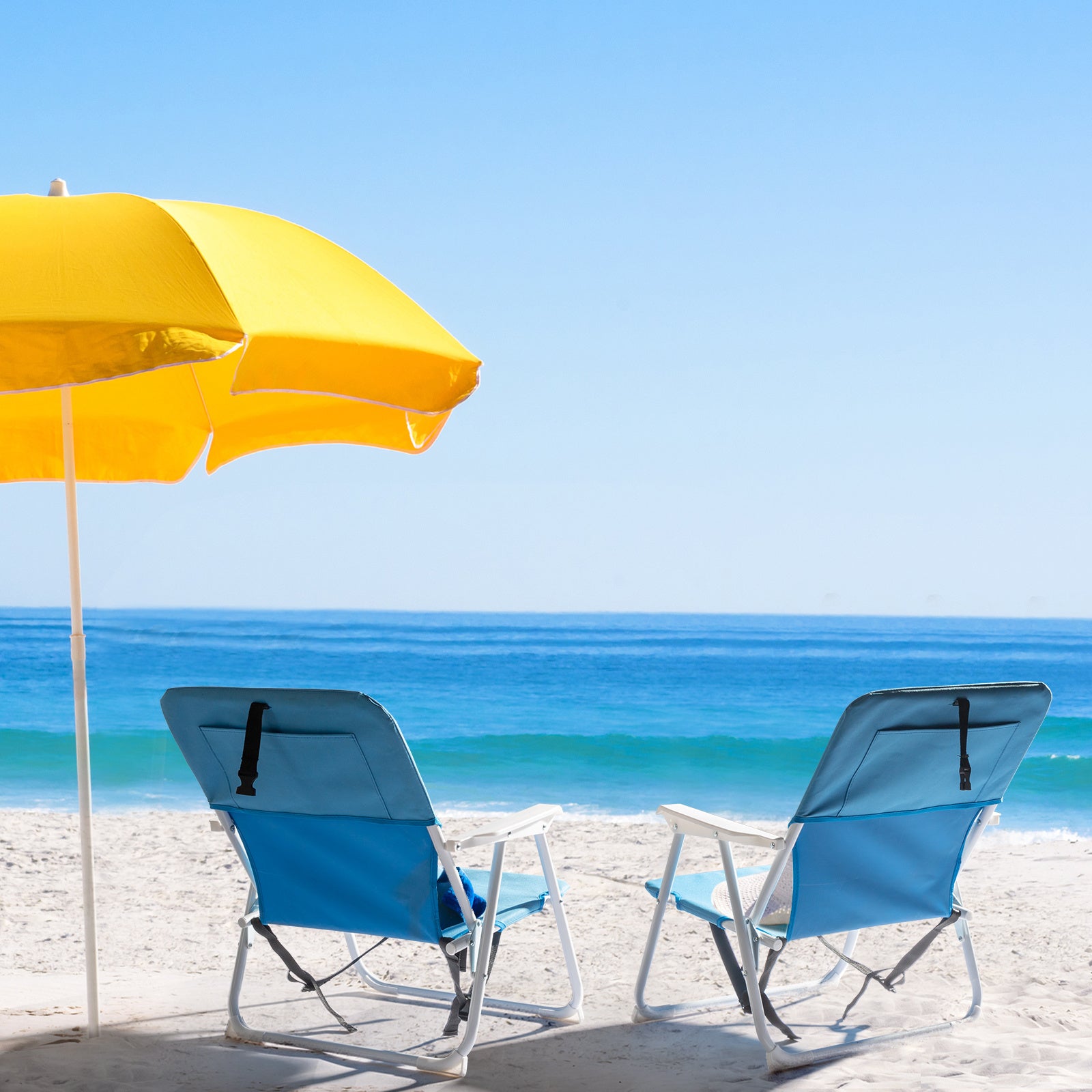 Blue Oxford Folding Beach Chair