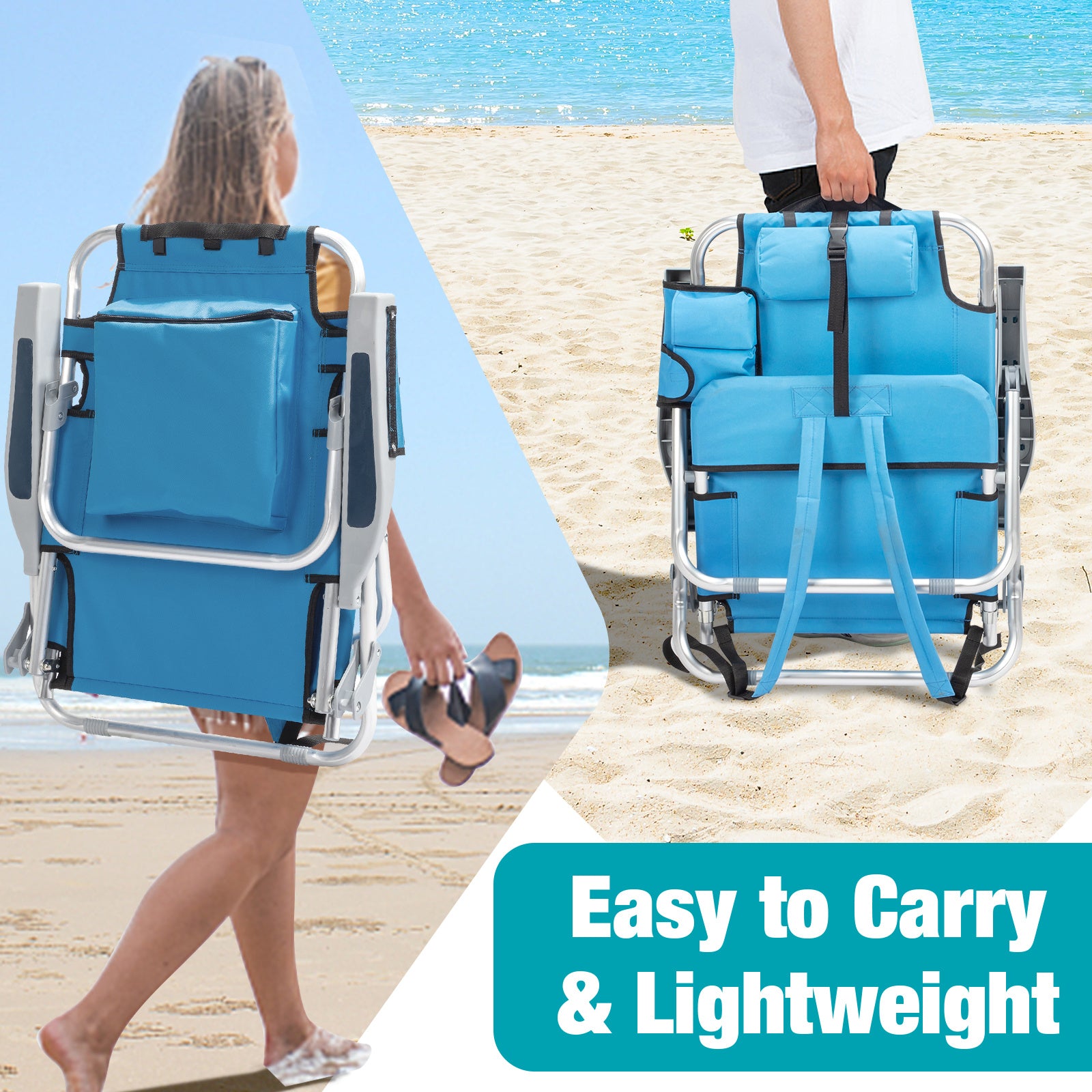 Blue Folding Beach Chair – Lightweight