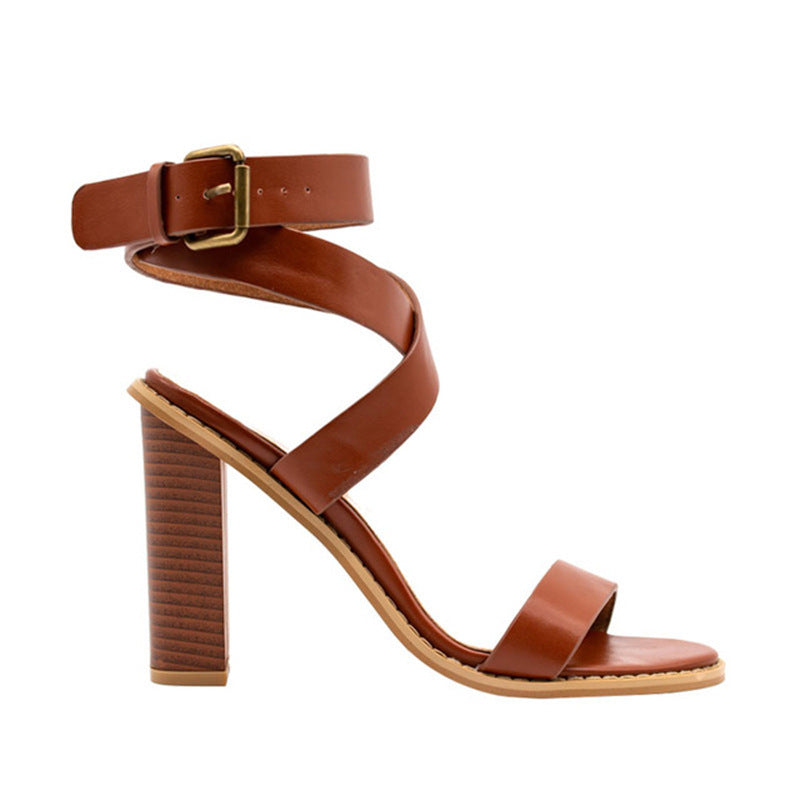 Chunky Heel Plus-Size Sandals Women