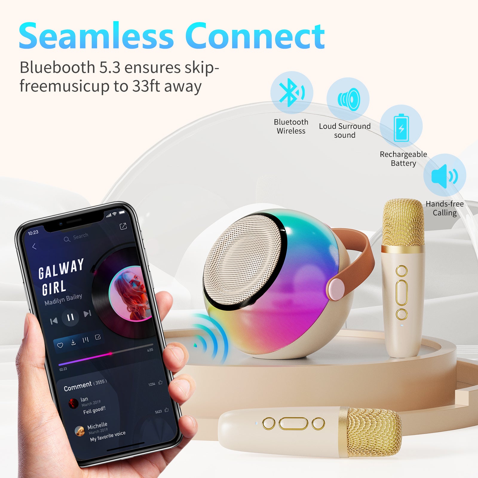 D25 Mini Karaoke Machine with Wireless Mics