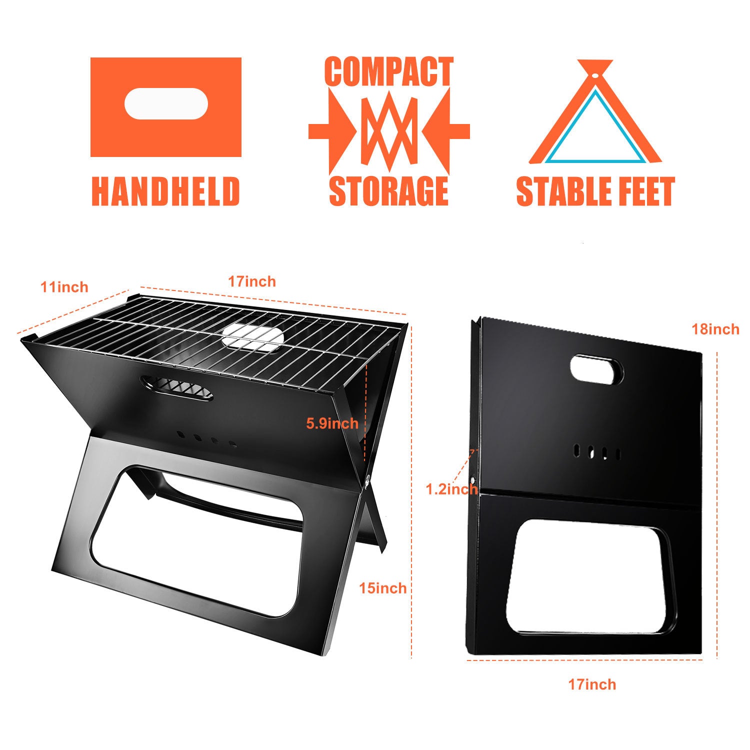 Portable Foldable Charcoal BBQ Grill