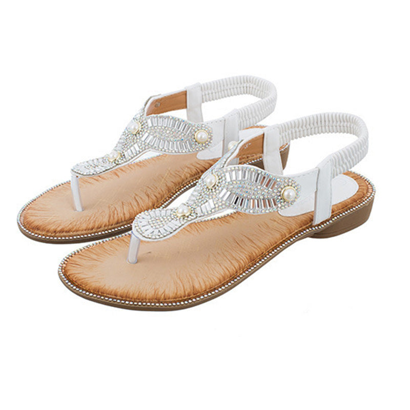 Pearl Flip Toe Sandals Large Size Women
