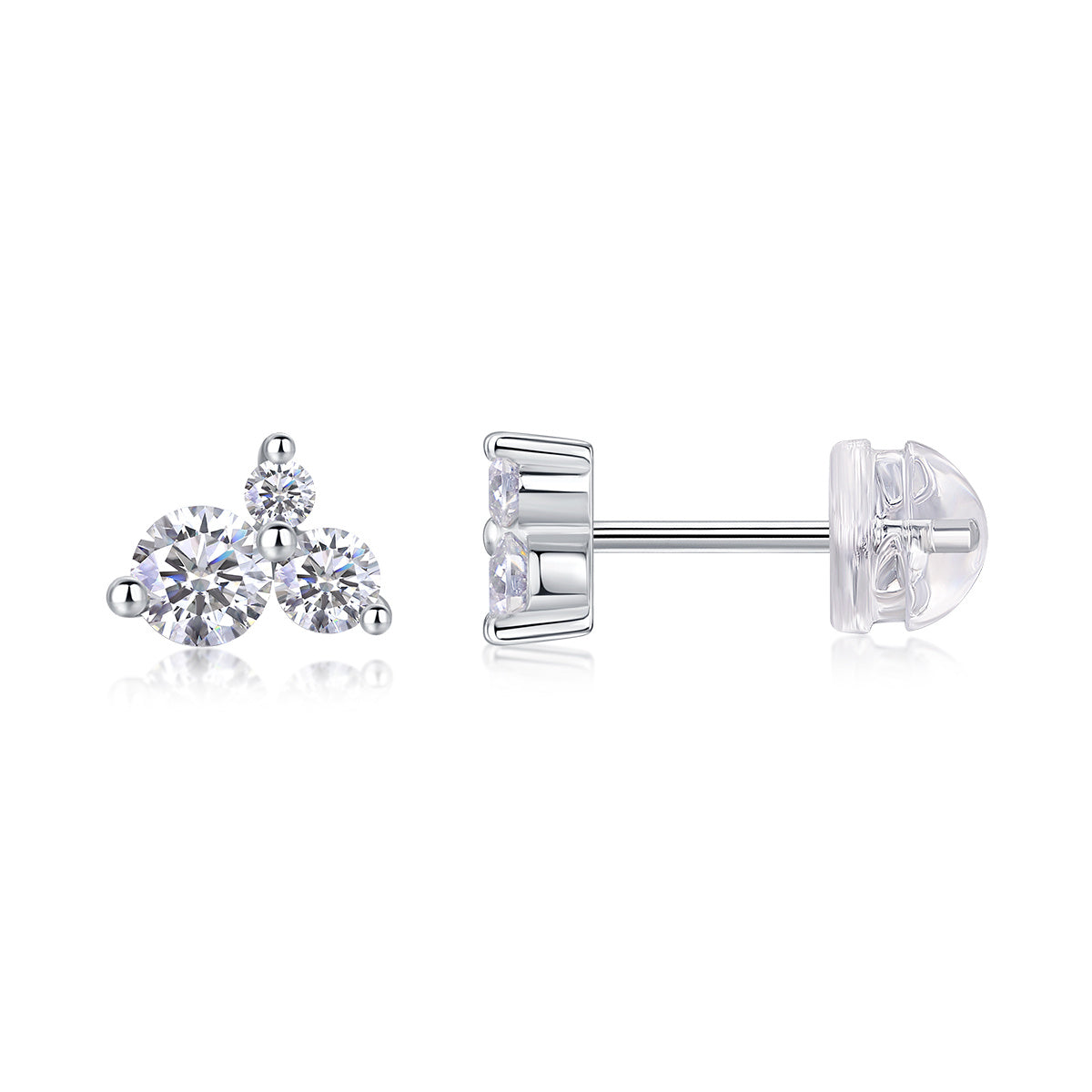 Wave Moissanite Silver Stud Earrings