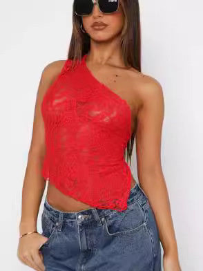 Lace Backless Asymmetrical Top – Women