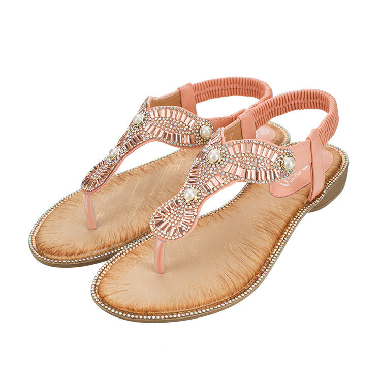 Pearl Flip Toe Sandals Large Size Women