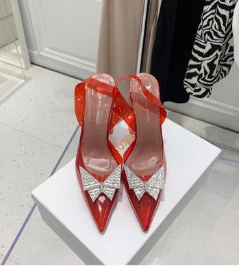 Transparent PVC Bow Pointed Toe Sandals