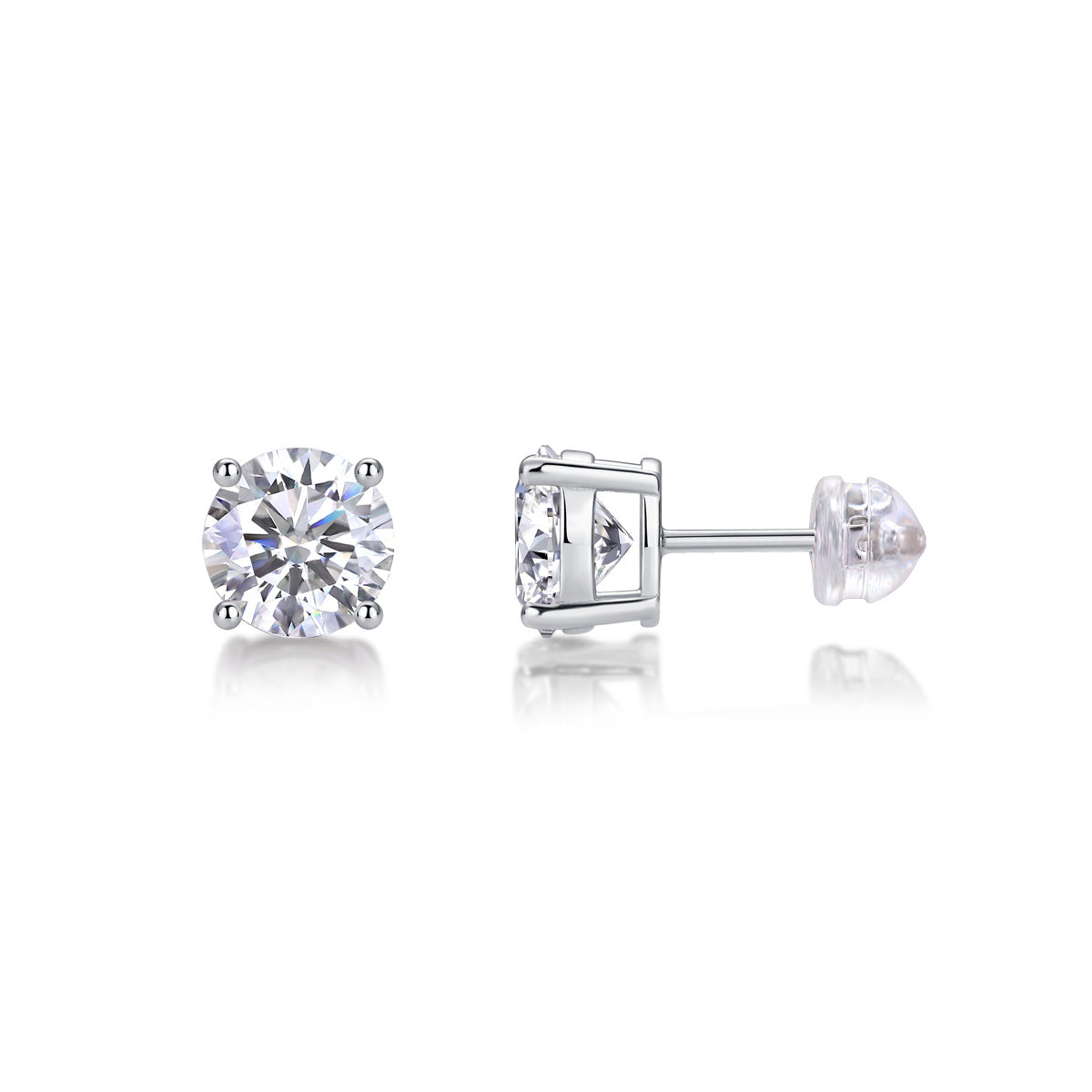 Classic Moissanite Silver Stud Earrings