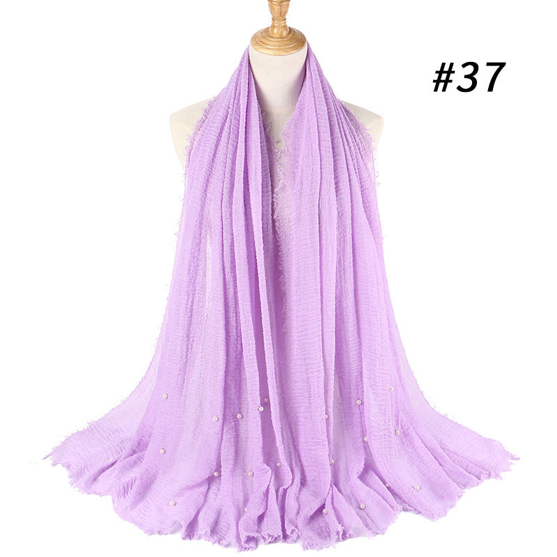 Écharpe monochrome froissée en coton et lin