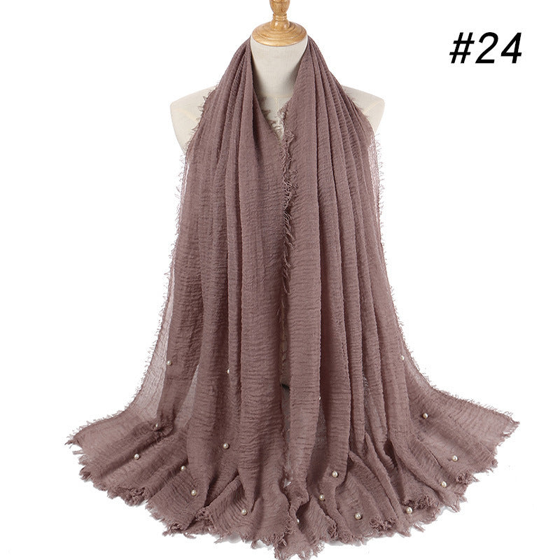 Écharpe monochrome froissée en coton et lin