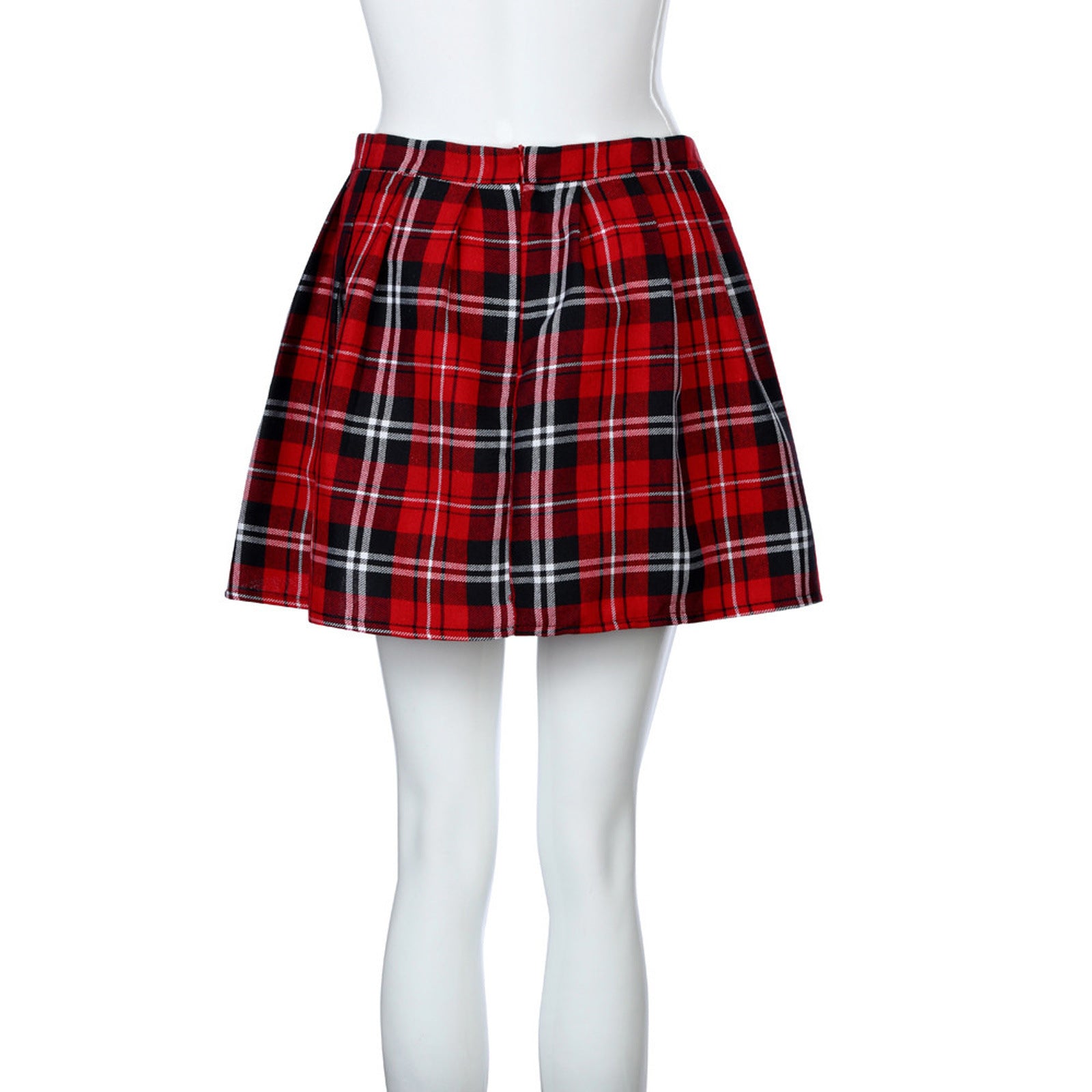 Jupe plissée mi-taille à carreaux pour femme