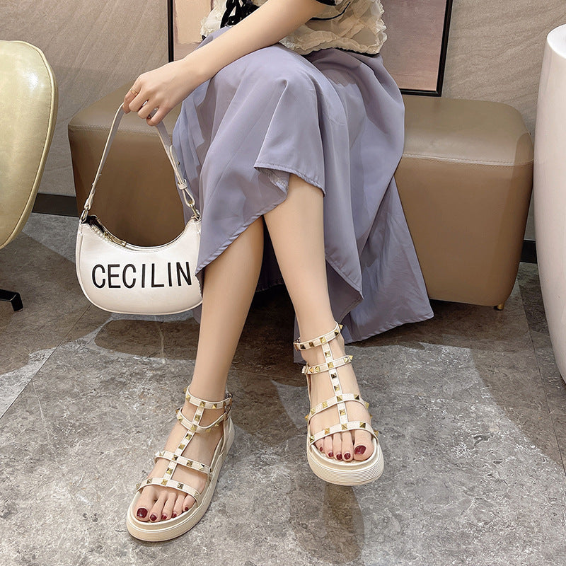 Fairy Style Rivet Roman Flat Sandals
