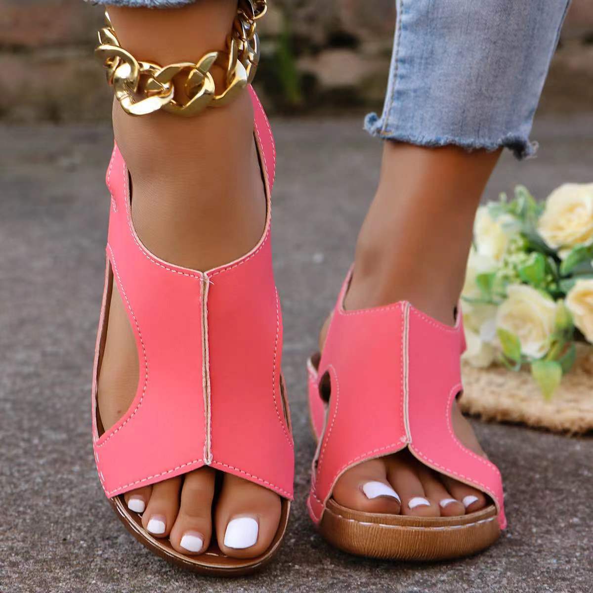 Elastic Band Summer Wedge Sandals