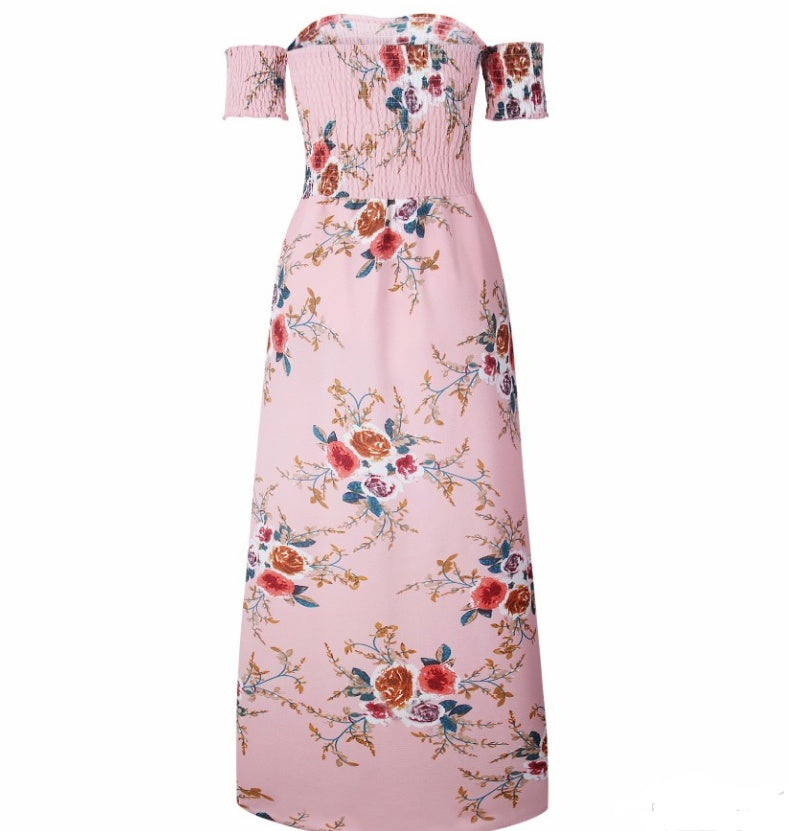 Robe de plage d'été bohème à épaules dénudées