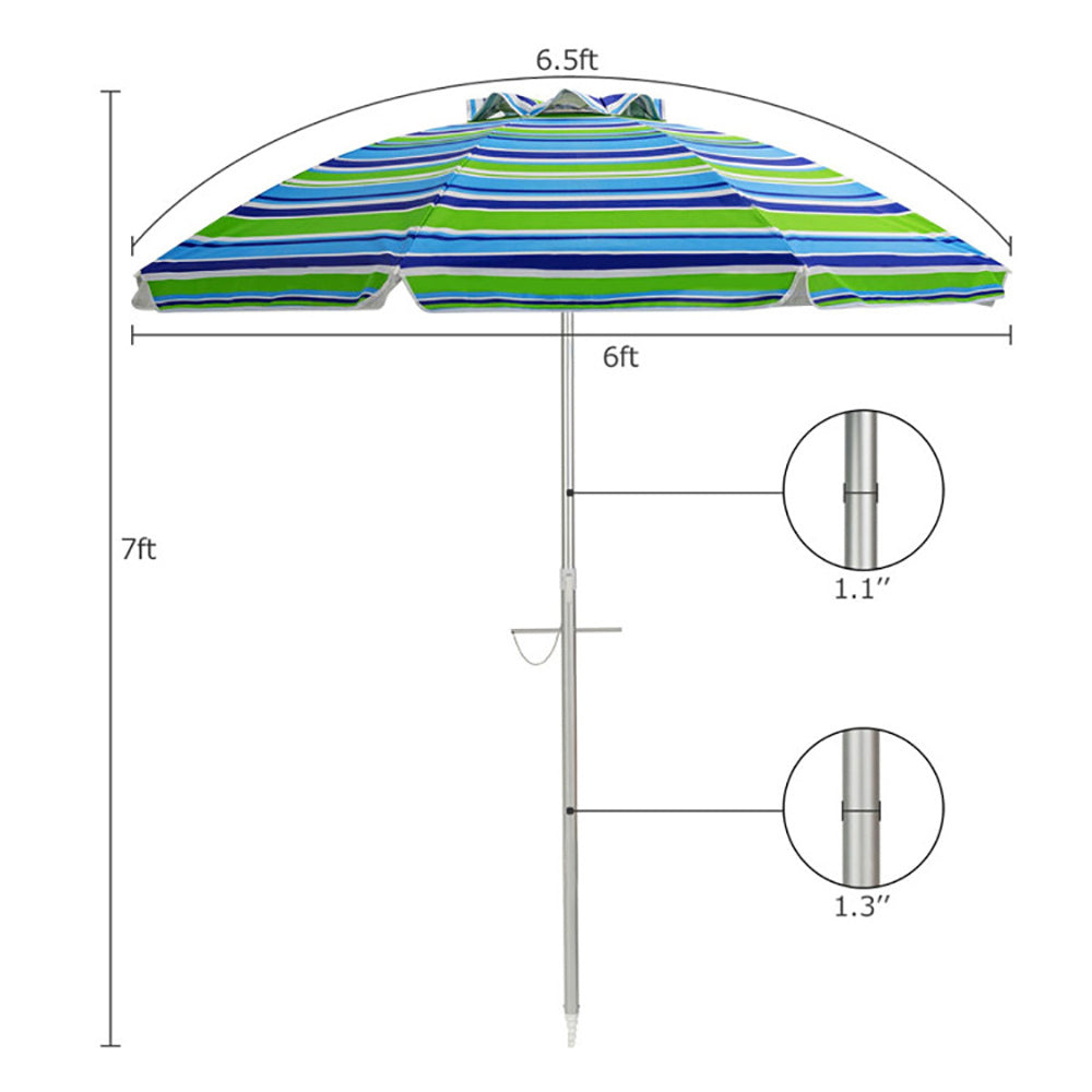 6.5ft Beach Umbrella w/ Carry Bag