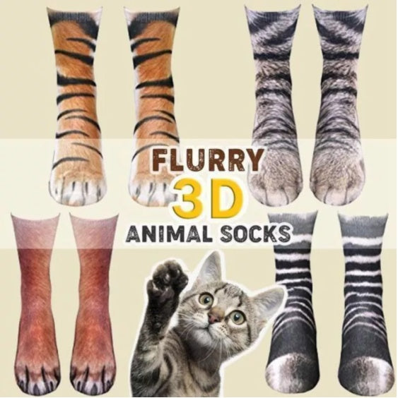 Chaussettes longues 3D motif pattes de chat – Unisexe et amusantes