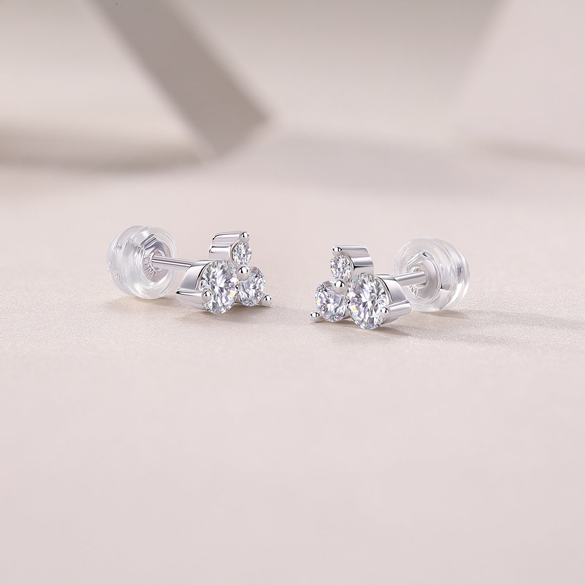 Wave Moissanite Silver Stud Earrings